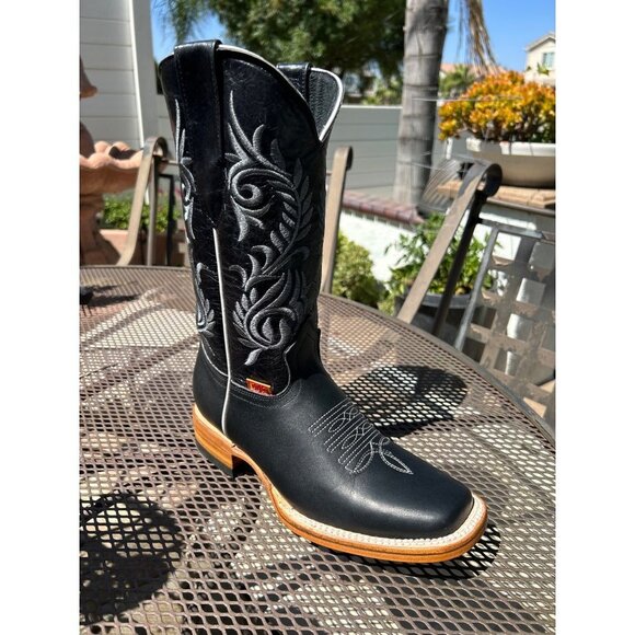 Women Cowgirl Square Toe Black Boots